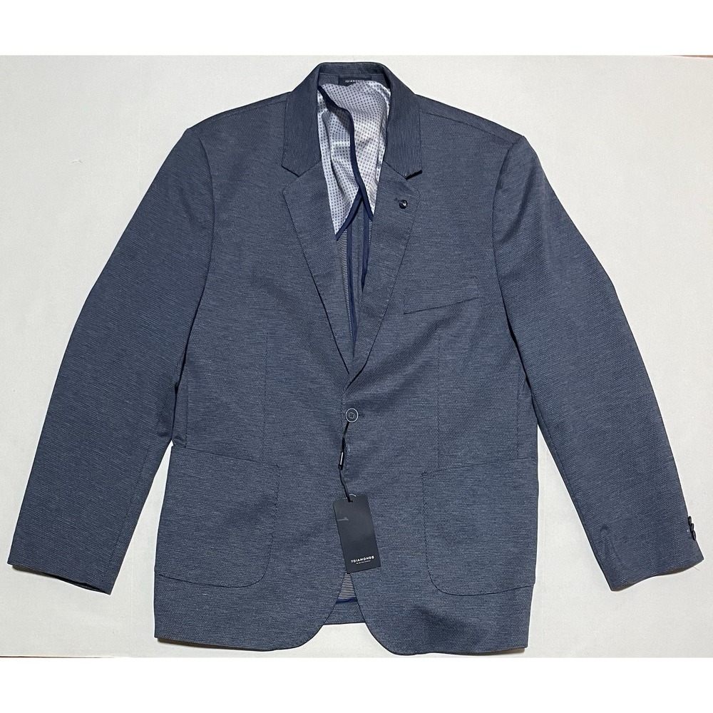 NWT 7Diamond Adrano Fine Birdseye Slate Navy Blue Sport Coat Size XL 2-Button